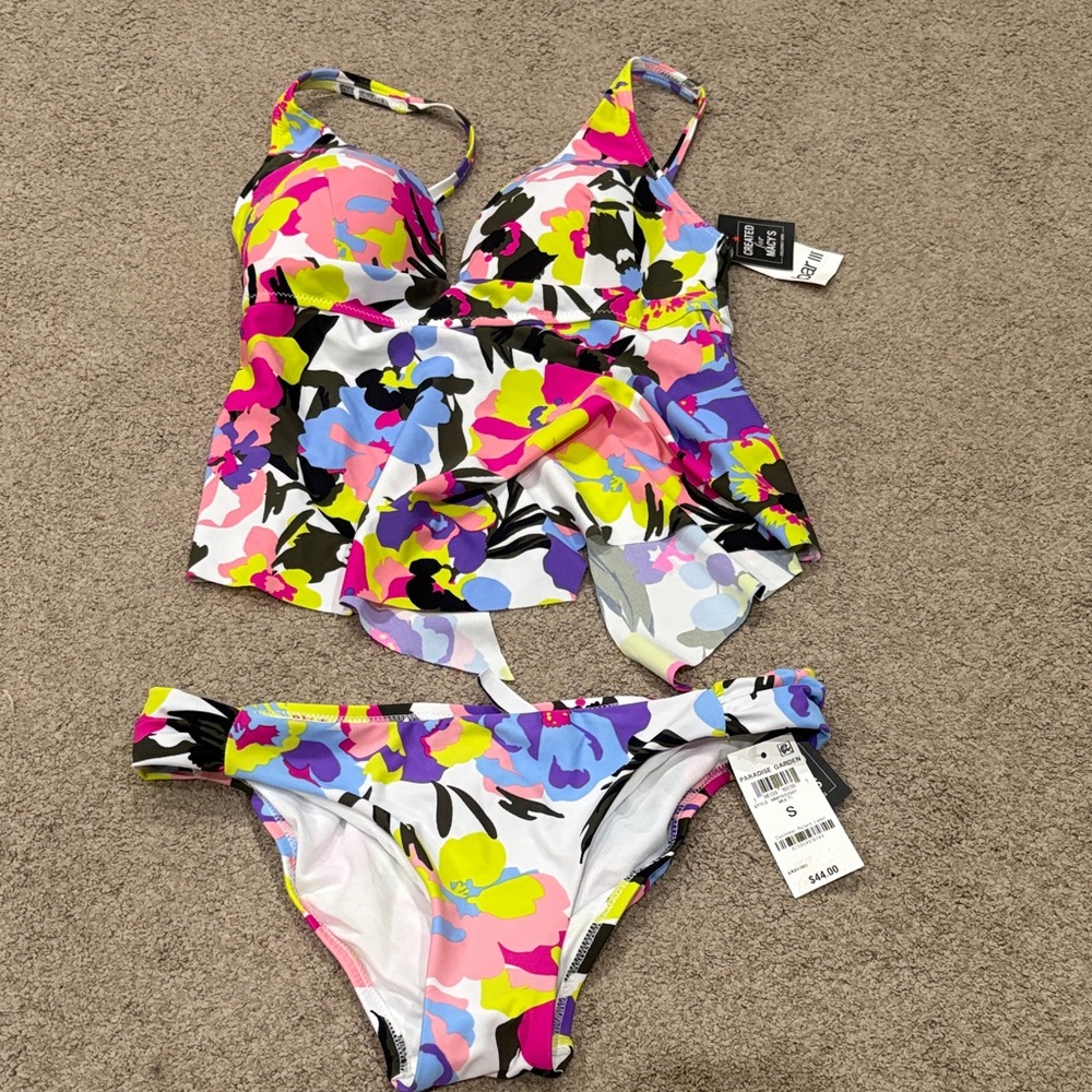 Bar III Multicolor Floral Bikini Set